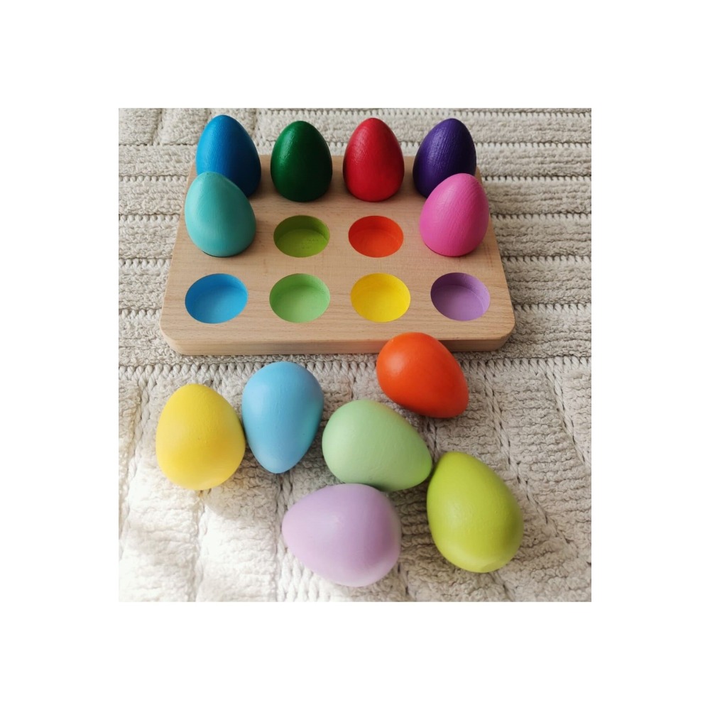 Waldorf Eşleştirme Tablalı Yumurtalar - (12 Renk)